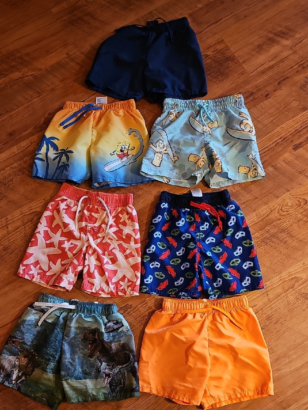 Lot of 7 Boys' Swim Shorts - Mixed Colors & Prints.